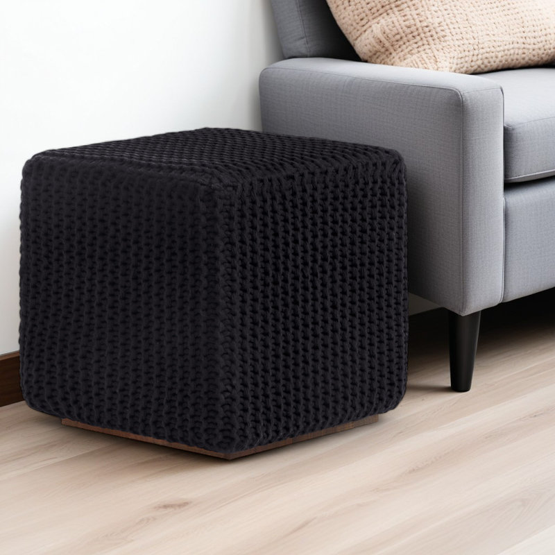 Repose-pieds en mélange de coton 16 "Turnipseed, Noir 100 % coton