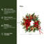 Couronne de Noël pré-illuminée de 61 cm de diamètre avec ornements rouges et dorés