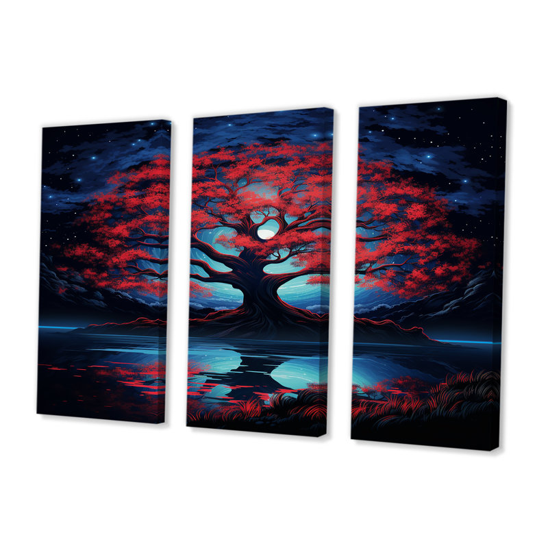 Titouan - Ensemble de décoration murale arbre chêne, Toile tendue, H 32 po x l 48 po x P 1 po