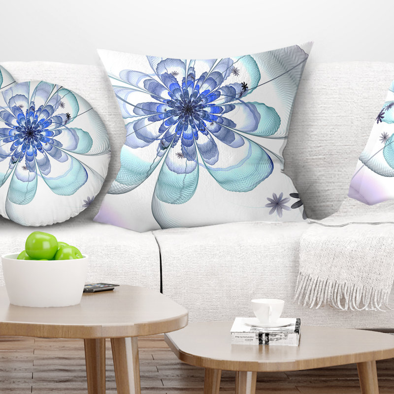Grand coussin floral fractal, 16 po x 1 po, Coussin décoratif
