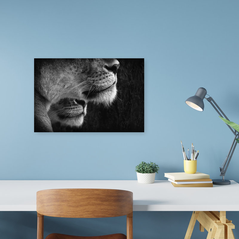 Majestic Lion Profile Serene Contemporary Cat Lion Nature Portrait Wall Art Print 1 Piece Wrapped Canvas Wall Art