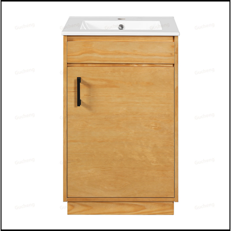 Meuble-lavabo de salle de bain avec lavabo en céramique et tablette réglable