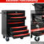 Armoire 7 outils - Boîte de rangement à roulement, verrouillable, rouge et noire
