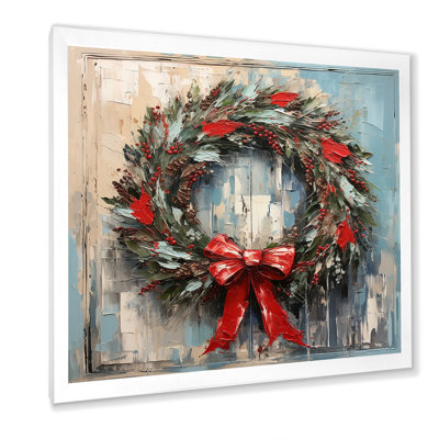 Couronne de Noël verte et hiver III - Couronne, art mural