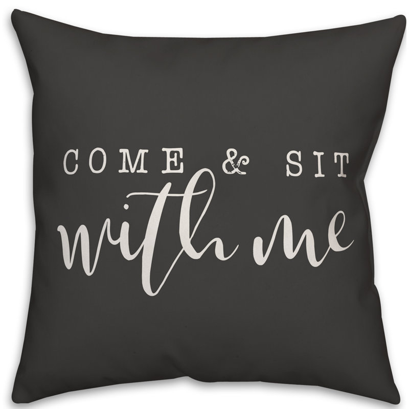  Housse et insert de coussin carré extérieur Come and Sit with Me, H 16 po x l 16 po, Noir / blanc