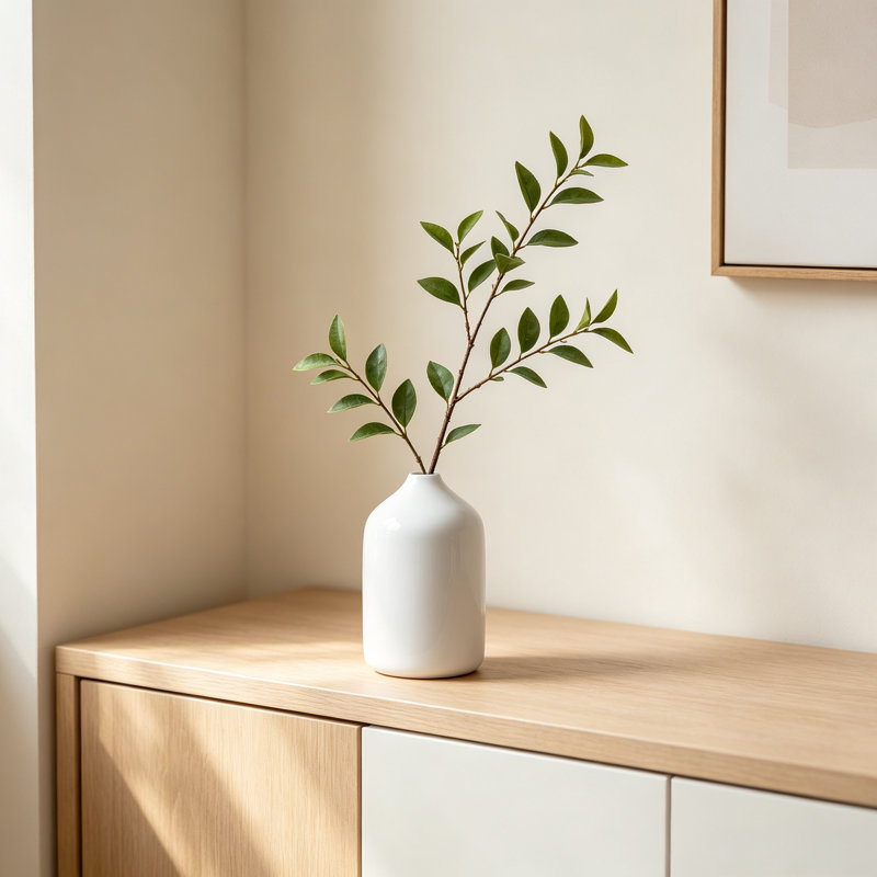 Hosley 8-Inch White Ceramic Vase – 8" High Glazed Decorative Floral Vase for Weddings, Centerpieces, Votives, Garden Parties, Home, Office & Spa Décor