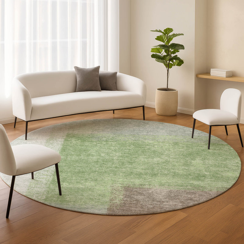 Machine Washable Indoor/Outdoor Chantille ACN2341 Abstract Rug, Round 8'