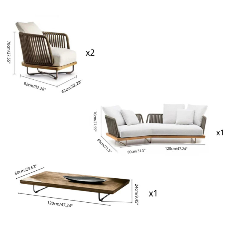 Ensemble de canapé modulaire d'extérieur avec table
