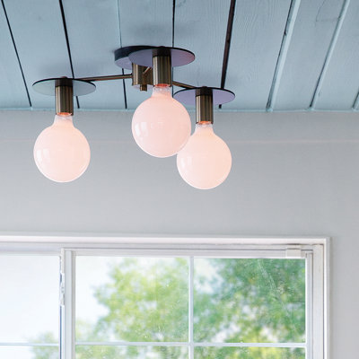 3-Light Two-Tone Semi-Flush Mount Ceiling Fixture
