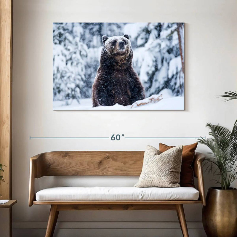 Grizzly dans la neige, H 30 po x l 45 po