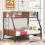 Lit superposé simple au-dessus d'un lit double avec cadre en acier de style moderne avec barrière de sécurité, échelle intégrée pour chambre à coucher, dortoir