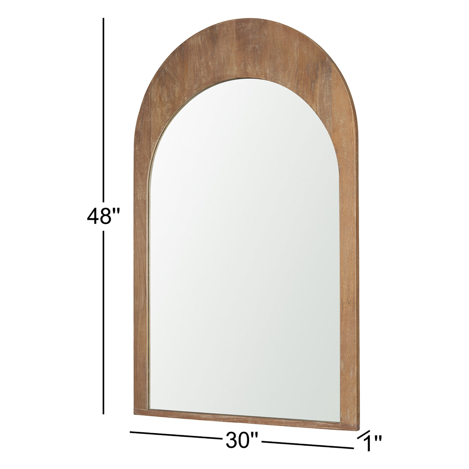Vixe Solid Wood Mirror, Light Brown, 48" x 30"