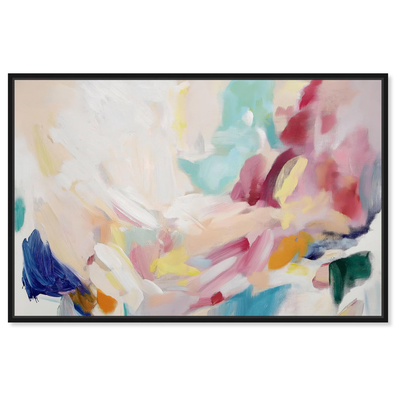 Art Remedy, toile abstraite florale, esprit débridé I, H 11 po x l 16 po, Cadre flottant noir