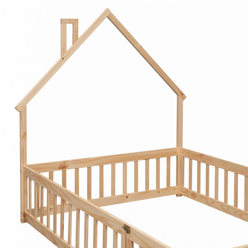 Lit de tête de lit en forme de maison, Naturel, Double