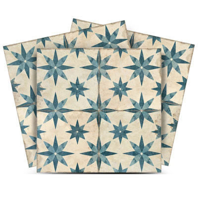4" x 4" Floral Vinyl Peel and Stick Mosaic Tile (Set of 24)