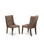 Ensemble de salle à manger 7 pièces Mid Century Modern comprenant une table et 6 chaises en tissu de lin brun avec dossier capitonné, noyer antique-789431297