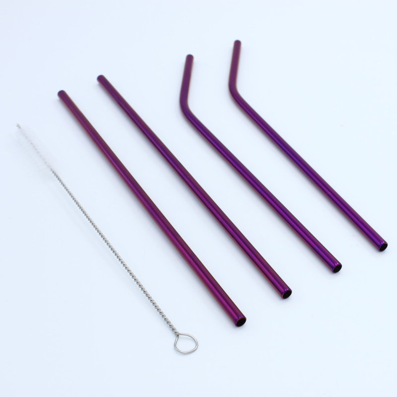 Ensemble de 15 pailles en acier inoxydable Elyon, Violet