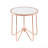 White Frosted Glass Top Round Table In Rose Gold Finish