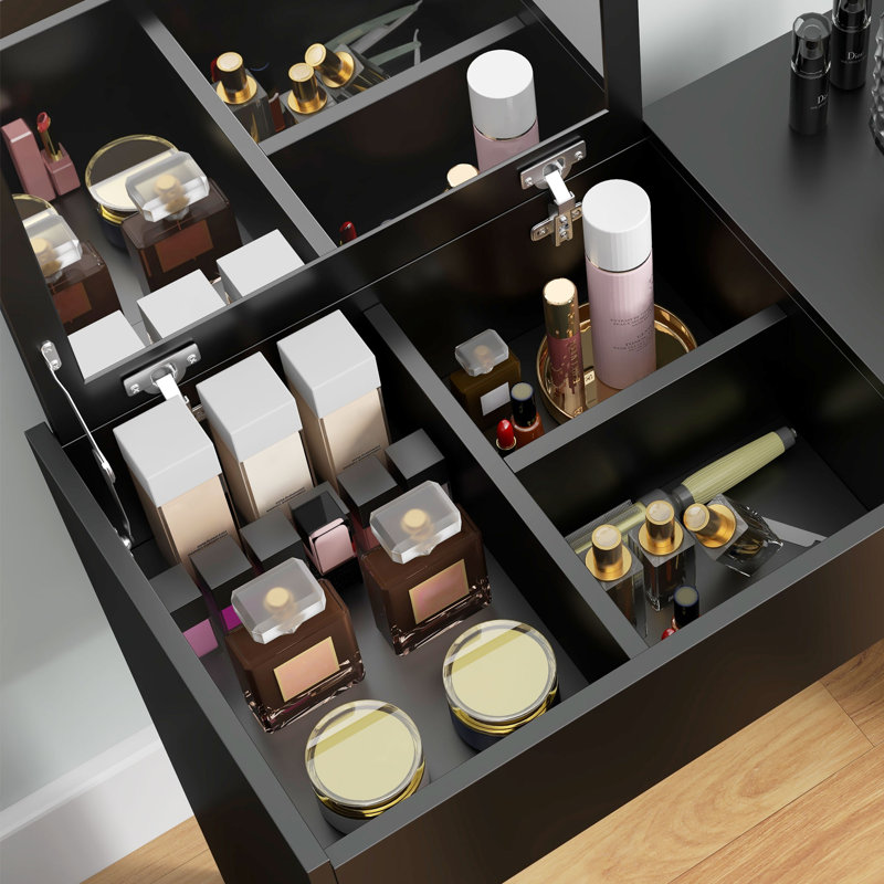 Ensemble de coiffeuse avec miroir et tabouret rembourré pour la chambre à coucher