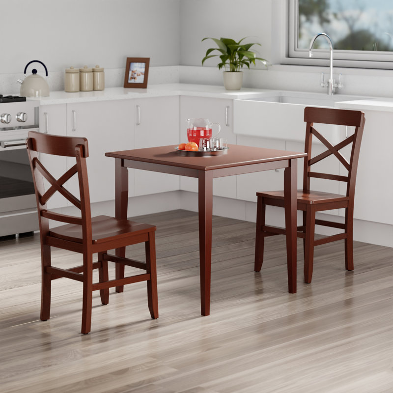 Chadwell Set Dining Table With X-back Chairs, Walnut, 3 Pieces: Table, 2 Chairs