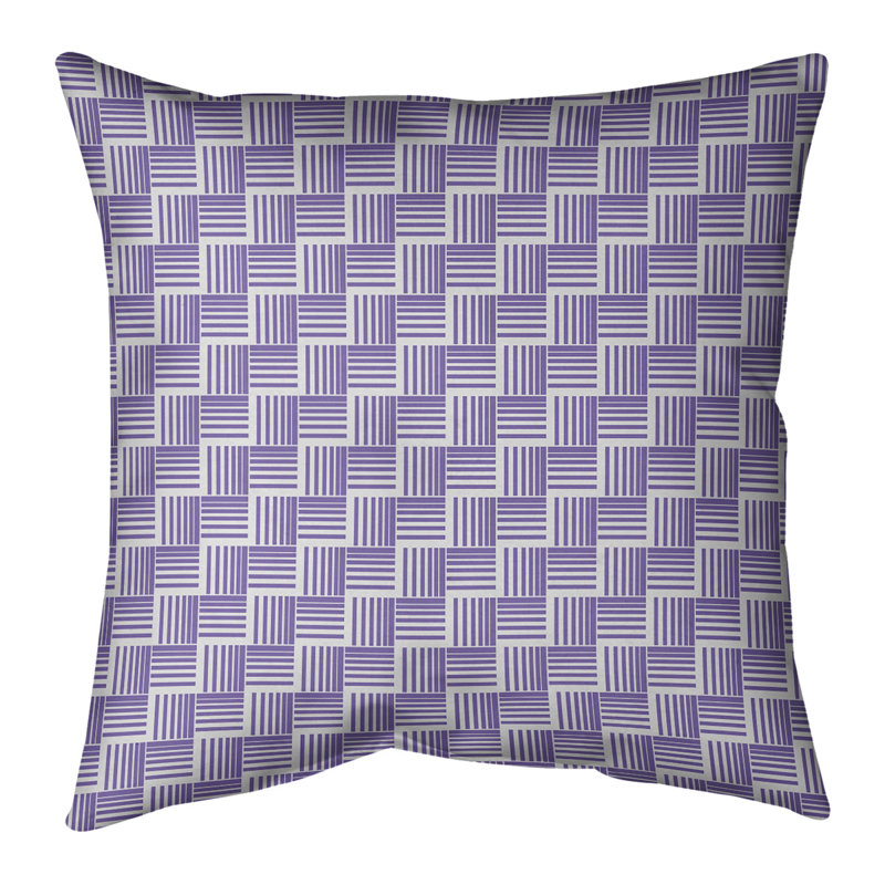 Coussin décoratif intérieur / extérieur Teal Basketweave - protégé contre les rayons UV, réversible, 16 po x 16 po, Violet