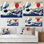Traditional Japanese Red Moon And Waves - Traditional Canvas Wall Art Print