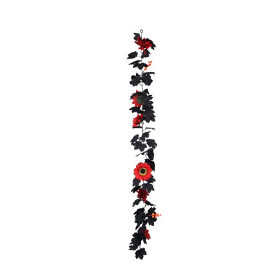 5,7 pi Guirlande artificielle noire suspendue vigne artificielle rouge tournesols et guirlande de dahlias automne décor noir, fleurs suspendues fausses vignes roses pour décoration de mariage bourgogne