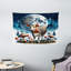 Winston Porter Rustic Wall Hanging Tapestry Ethnic Night Woods Moon Cow Petrol Blue Burnt Sienna-2017065344