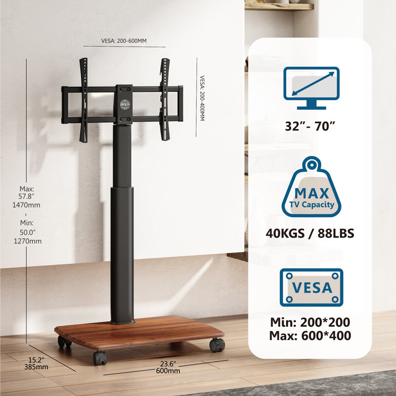 Abbing E Series Floor Standing Tv Stand Removable With Golden Walnut Color