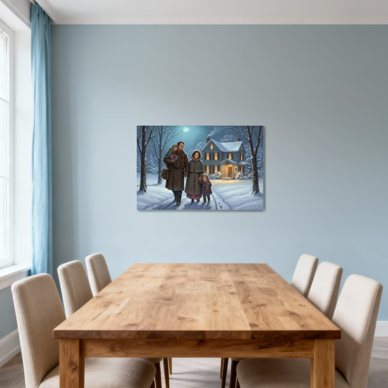 Scène de Noël de Noël en famille, H 20 po x l 30 po