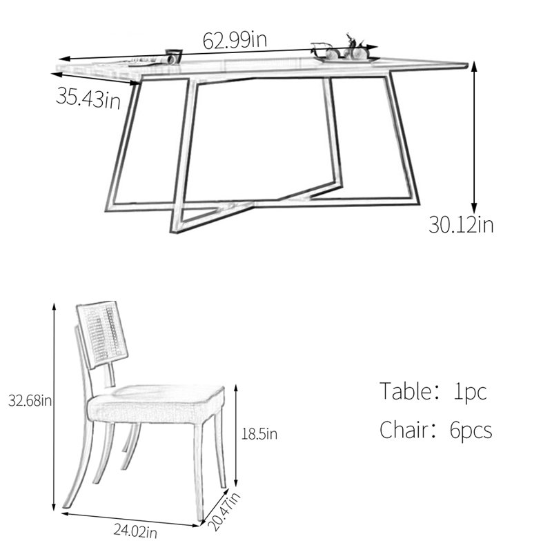 Ensemble de table de salle à manger en acier inoxydable, H 30,12 po x L 62,99 po x l 35,43 po
