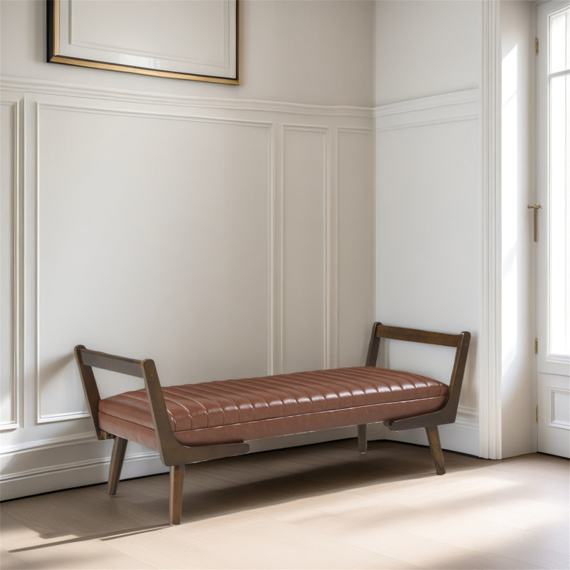 Repose-pieds rembourré de 52 pouces avec rainures, Brun