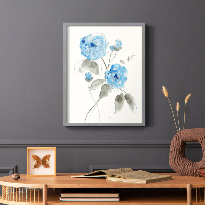 Reproduction encadrée «Sketchy Blue III» - bois massif, H 10 po x l 8 po, Gris