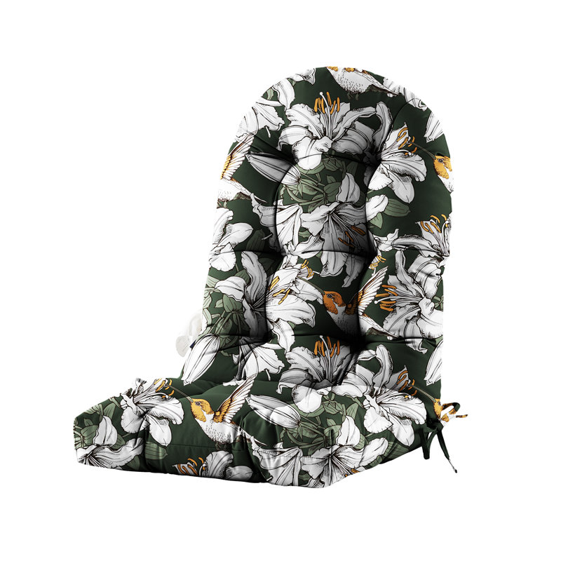 Floral High-back Seat Cushion - Waterproof Outdoor Adirondack Chair Cushion For Patio Furniture With Tie, Vibrant Patterns, Premium Elastic Padding, Multi-scenario Use,white Flower