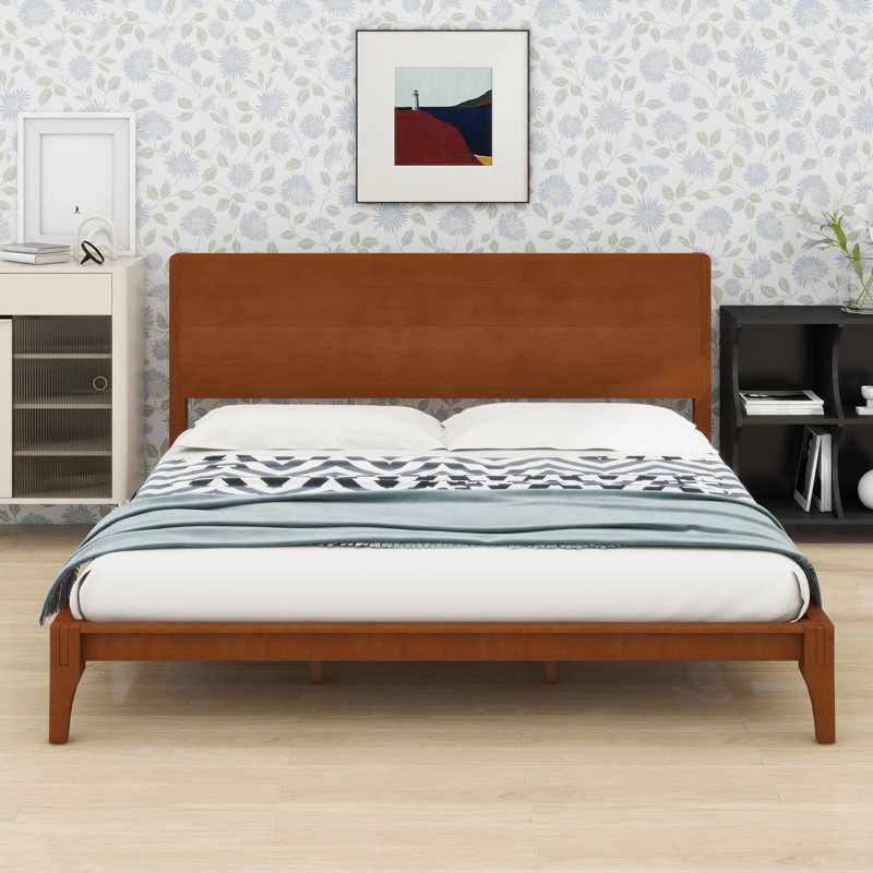 Lit plateforme en bois de bambou, Brun