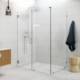Illume 57 in. x 44.5 in. x 78 in. 90-degree Fully Frameless Wall Hinged Glass Shower Enclosure