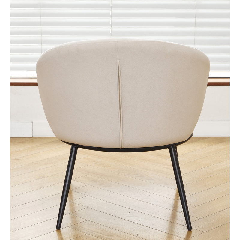 Velvet upholstery metal leg accent chair, White Velvet