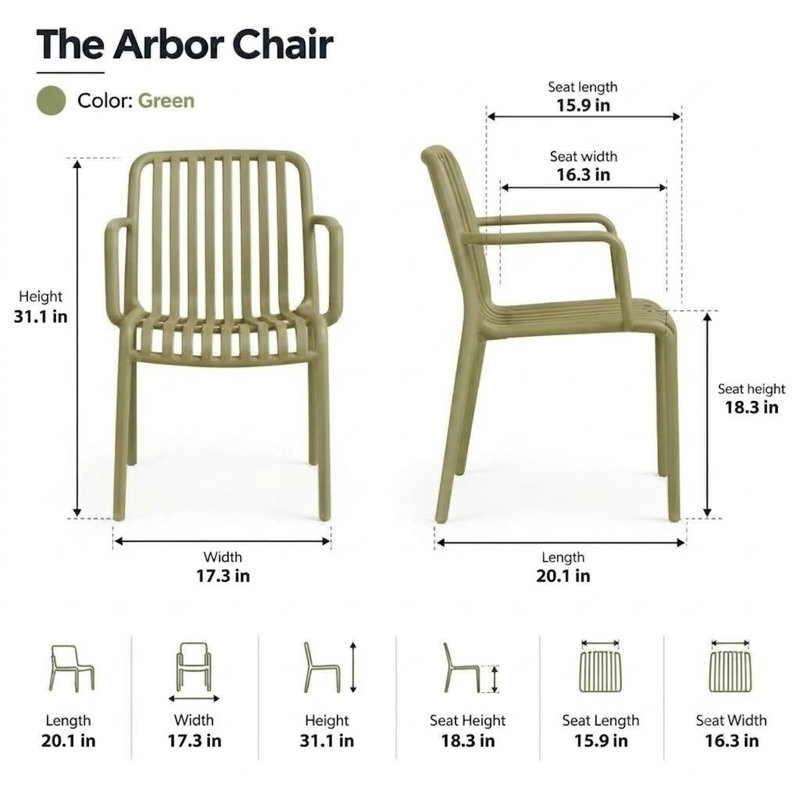 Chaises verticales Arbor, Vert, 4