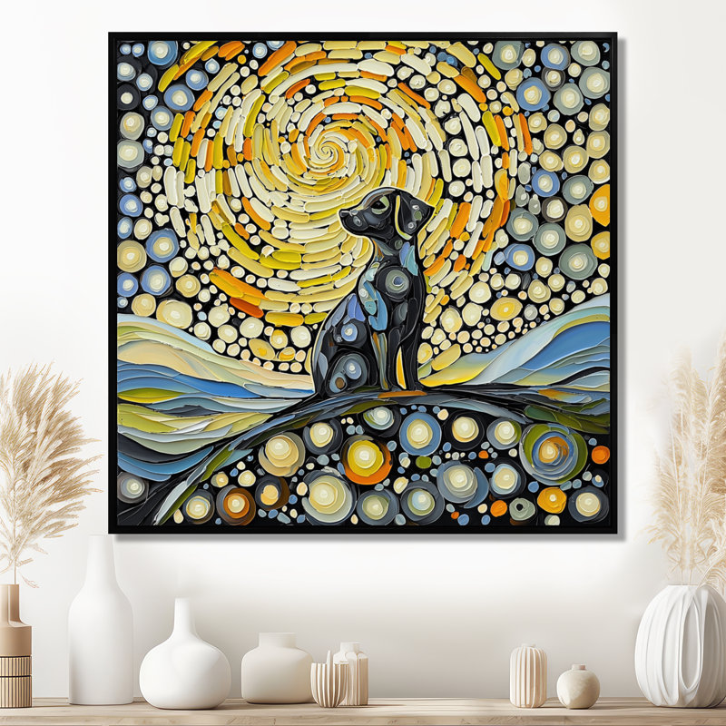 Tourbillon tourbillon de labrador, Floater Framed Print without Mat, Black, 16" H x 16" W