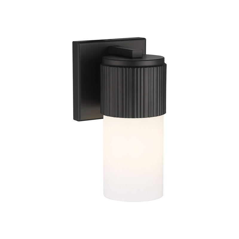 Applique murale 1 lumière 12 "Bolivar, Blanc mat, H 7,5 po x l 5,1 po x P 4 po, Noir mat
