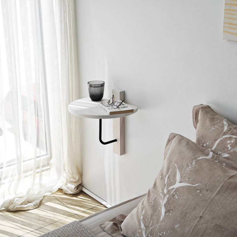 Locelso Wood Floating Shelf, White/Black