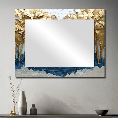 Palme d'or sur la plage II - décoration murale miroir palmiers et palmiers - imprimé sur métal