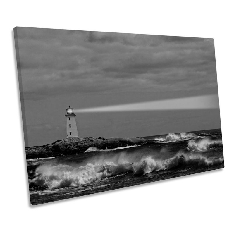 Lighthouse Sunset Seascape - Wrapped Canvas Print, 50.8cm H x 76.2cm W x 2cm D