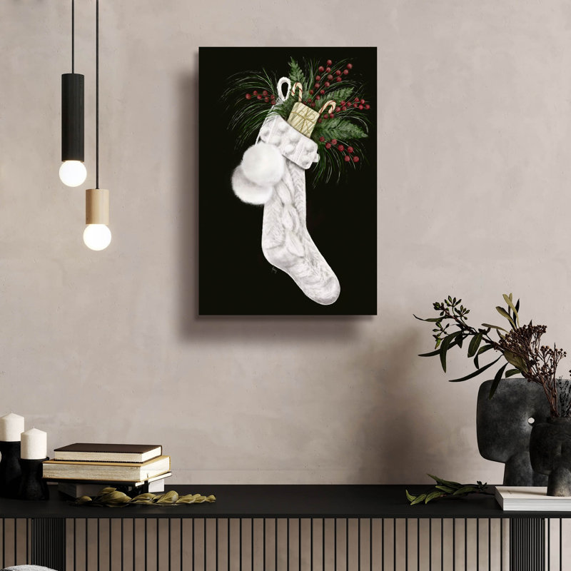 Art mural en verre «Christmas Stocking» par Ashley Bradley, H 24 po x l 16 po x P 0,2 po