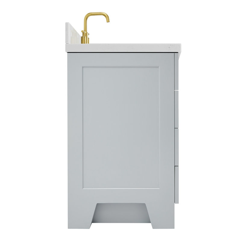 ARIEL Taylor 42.25 Single Sink Bathroom Vanity with Man-Made Stone Top-Oval, Gray, Rectangle, Left 