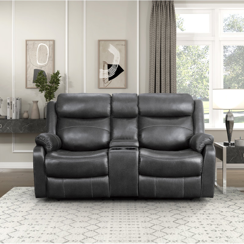  Causeuse inclinable traditionnelle 71 po Karston - Causeuse inclinable en microfibre, Microfibre / microsuède gris