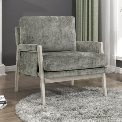 Marceau 31.5" Modern & Contemporary Chenille Accent Chair with Supportive Pocket Coil Seating, Reversible Cushions & Wire-Brushed Finish