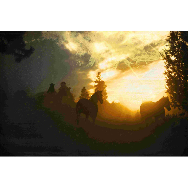 «Dusk Cowboy Roundup», impression sur toile tendue, H 8 po x l 12 po
