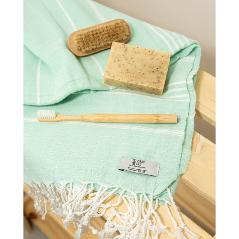 Serviette de bain turque et de plage Sultan Sultan | 100% coton turc biologique | Peshtemal | Fouta, Aigue-marine