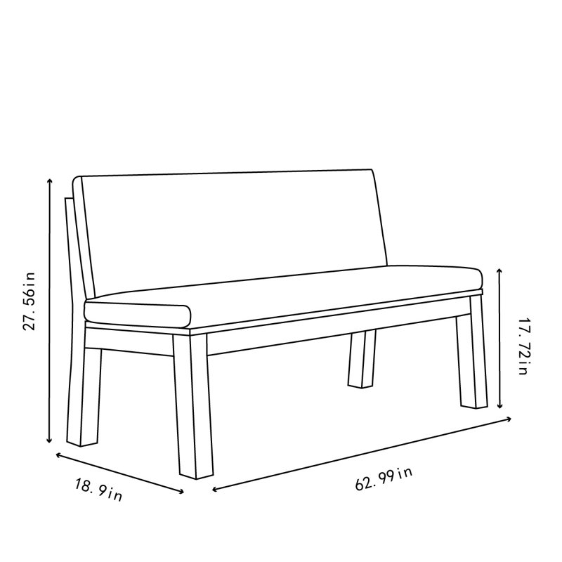 Banc rembourré en coton et lin Patrickson, H 27,56 po x l 62,99 po x P 18,9 po